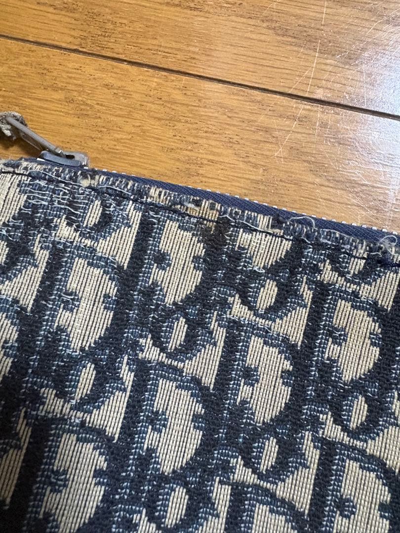 希少　Dior ディオール ポーチバッグ トロッター柄 クラッチ　ネイビー