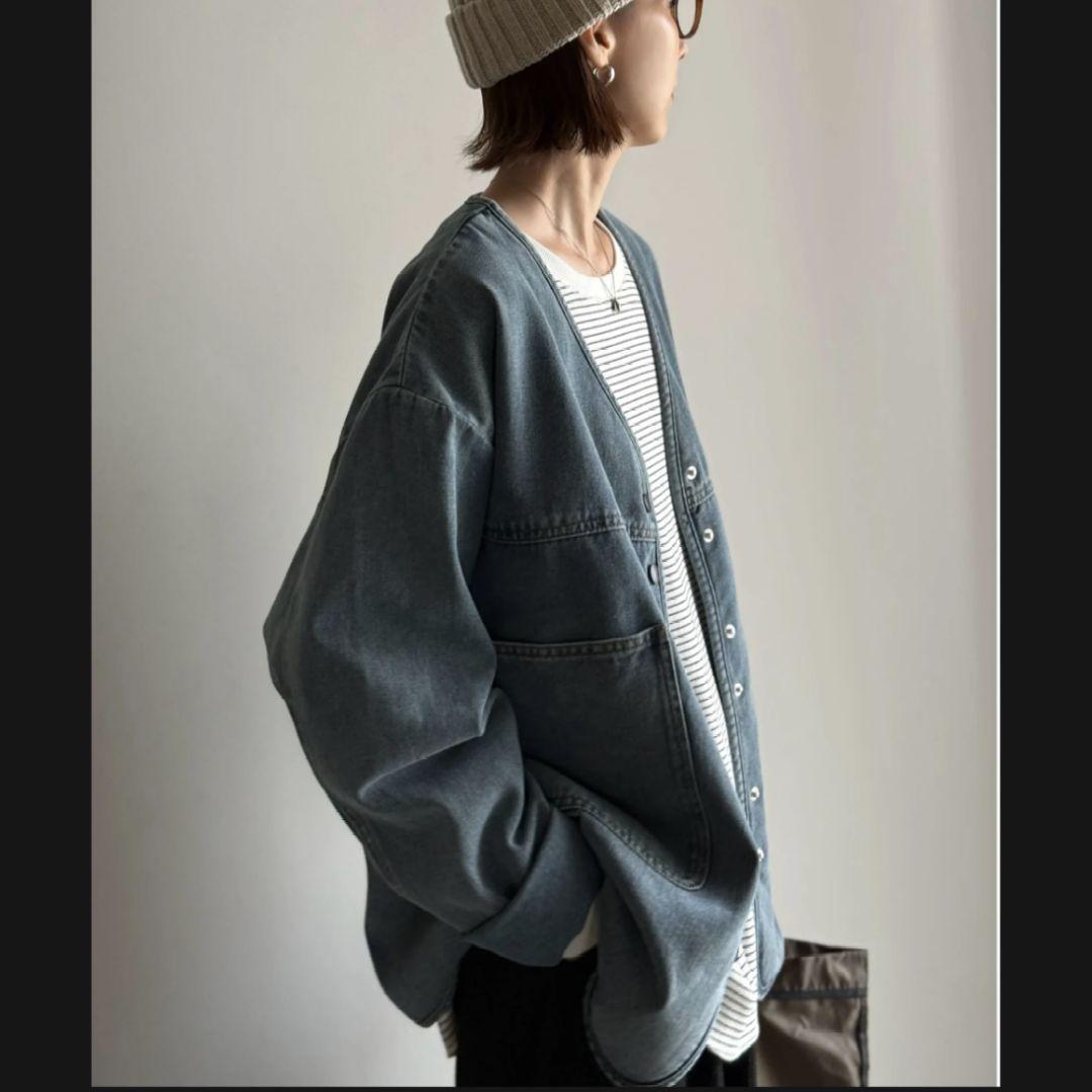未使用 ARULLE Ｖカラーデニムジャケット　ライトブルー