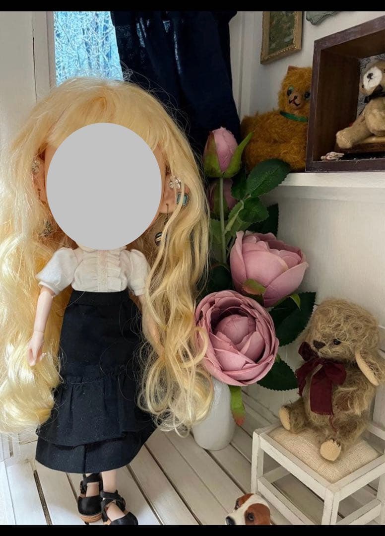 最終価格★木製　ドールハウス　シャンデリアがあるお部屋　背景ボード