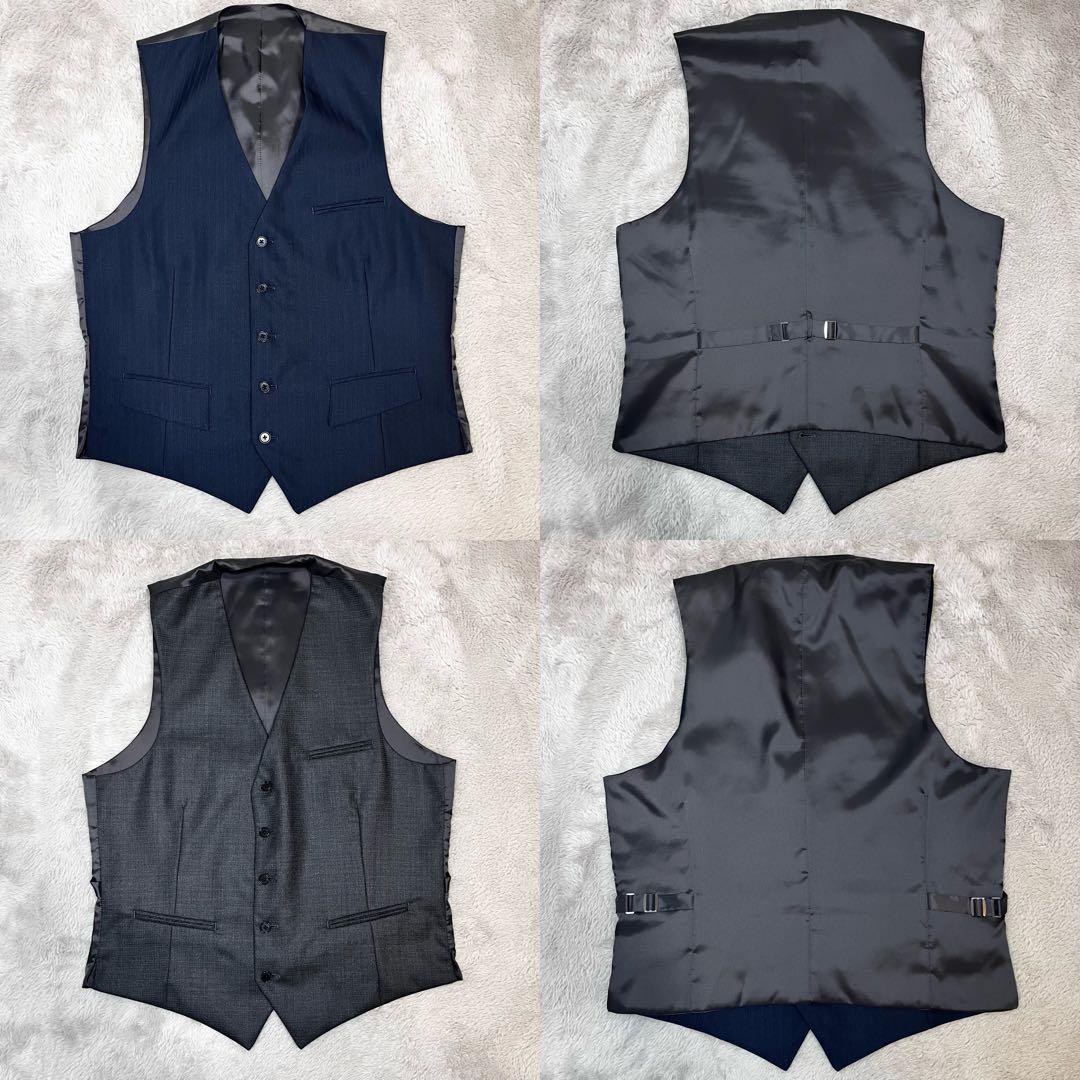 ☆美品☆ ORIHICA 3ピース リバーシブルベスト スーツ ネイビー A6