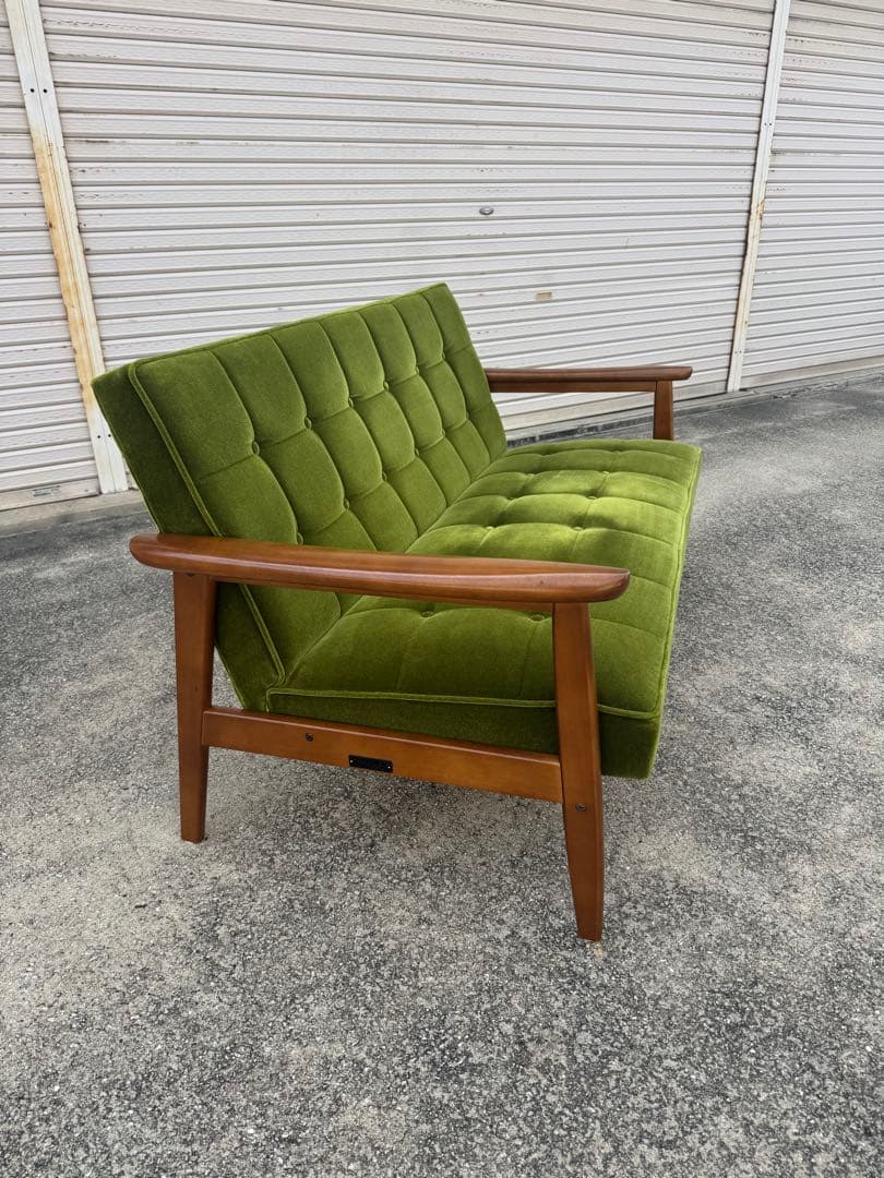 kチェア 60 カリモク モケットグリーン 北欧 ソファ シンプル 2シーター