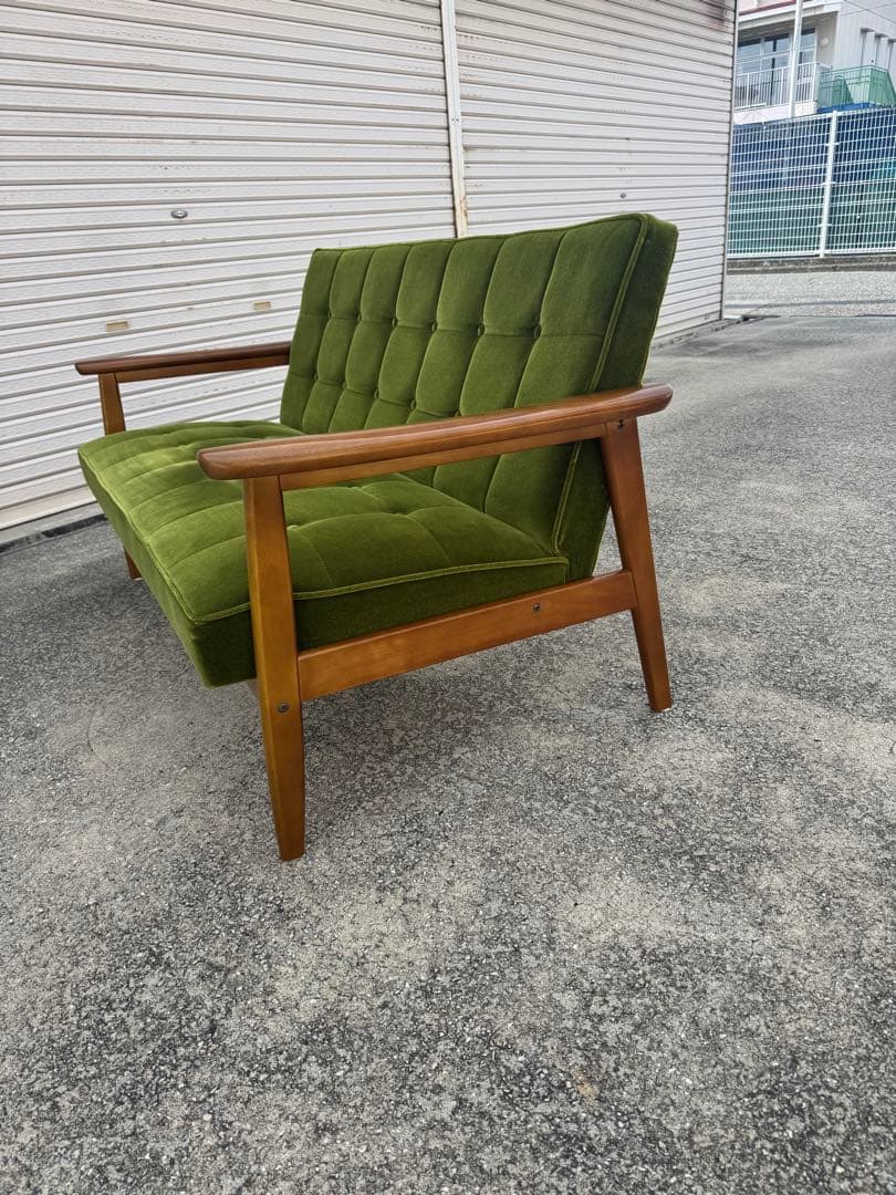 kチェア 60 カリモク モケットグリーン 北欧 ソファ シンプル 2シーター