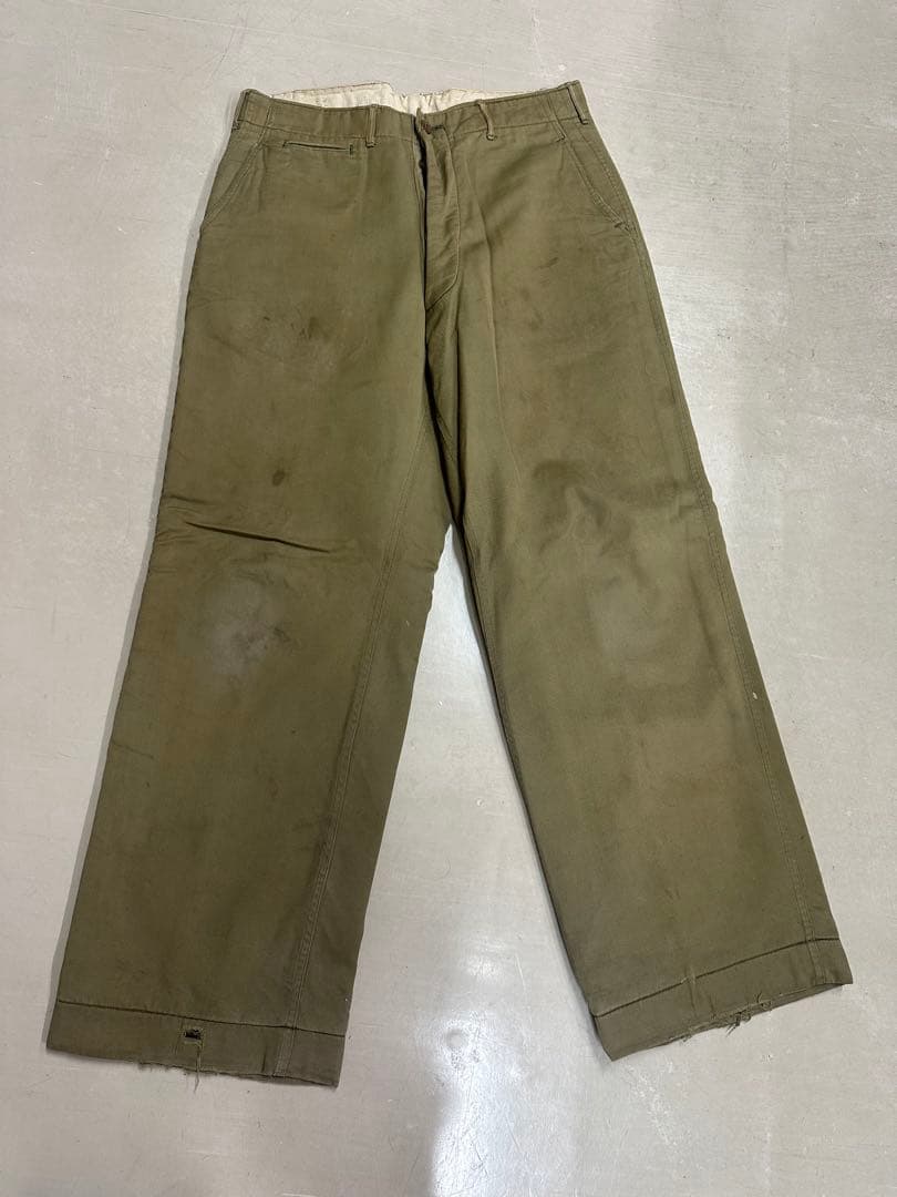40s 大戦　usarmy ウール　チノパン　両玉縁　ビンテージ
