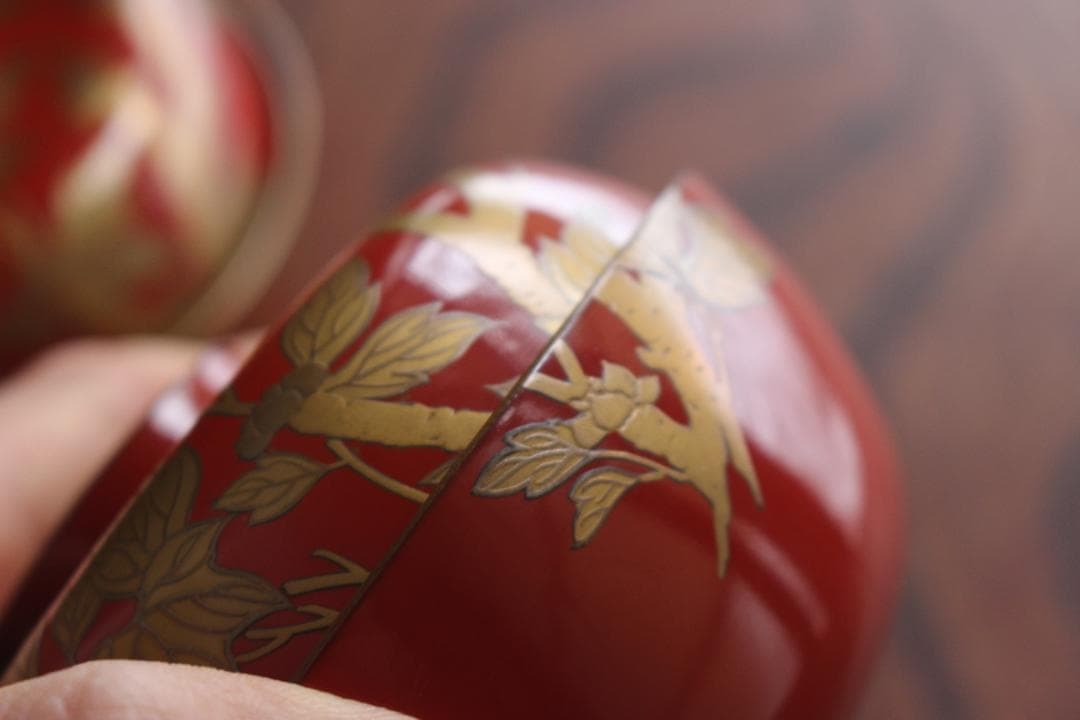 時代逸品！上質朱漆に極上牡丹蒔絵の映えるお椀2点（検輪島塗蒔絵椀吸い物椀