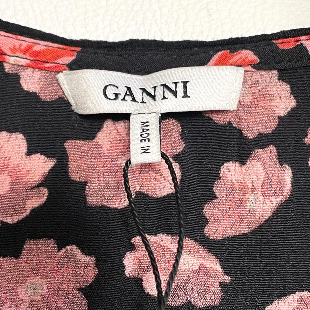 極美品 GANNI 花柄ラップワンピース カシュクール Aライン 40 赤 黒