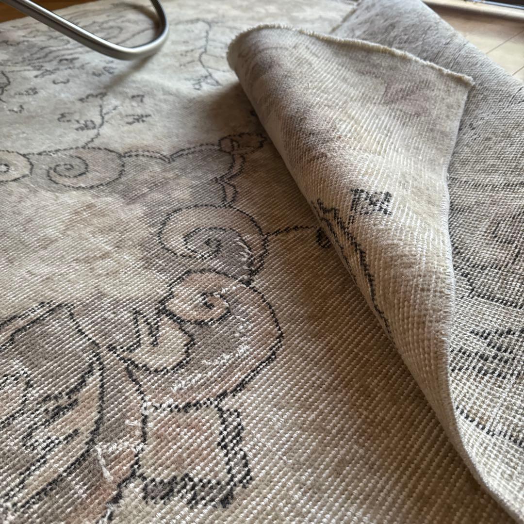 大判160×257 擦れシャビー　色むら　メダリオン　トルコヴィンテージラグ