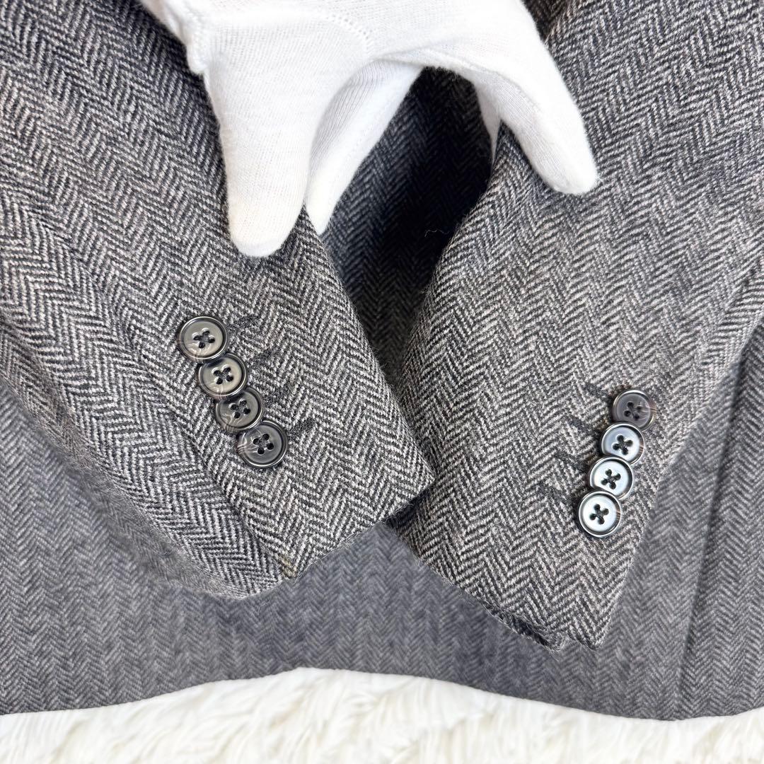 【美品】ローレンラルフローレン テーラードジャケット ヘリンボーン グレー 42