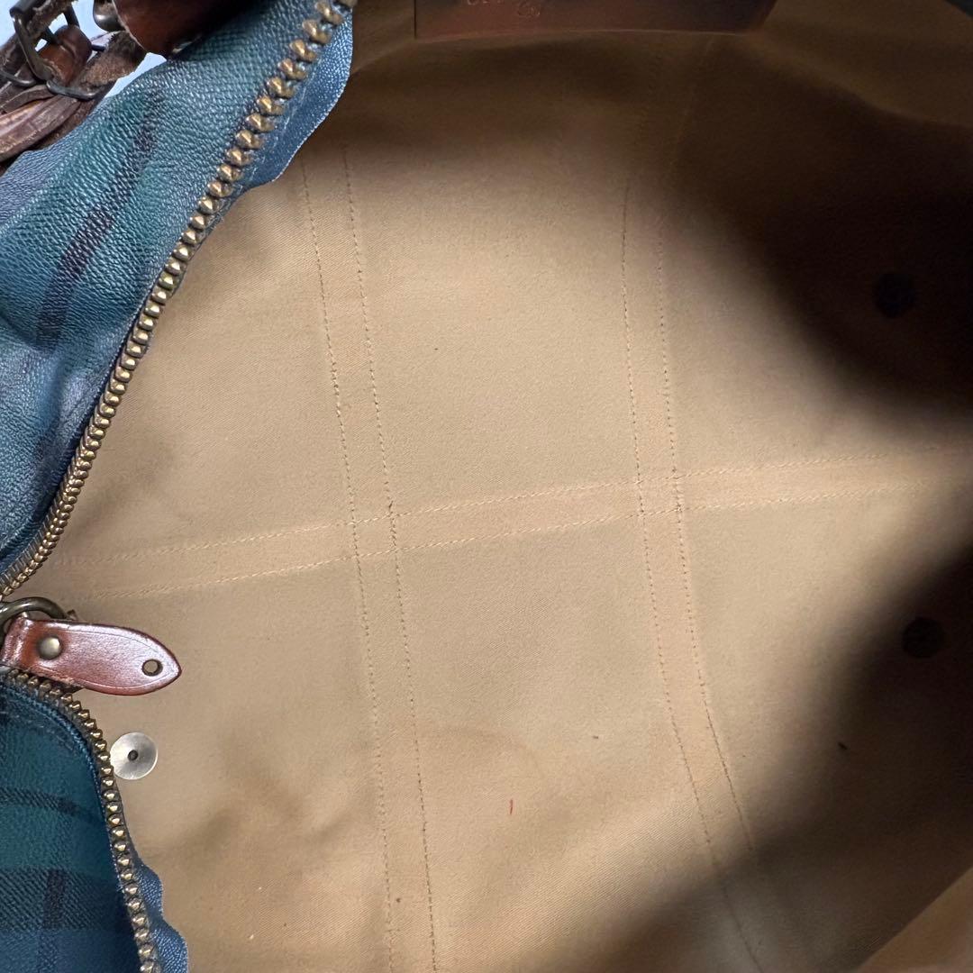 ポロ　ラルフローレン　ボストンバッグ　 2way チェック　PVC レザー　底鋲