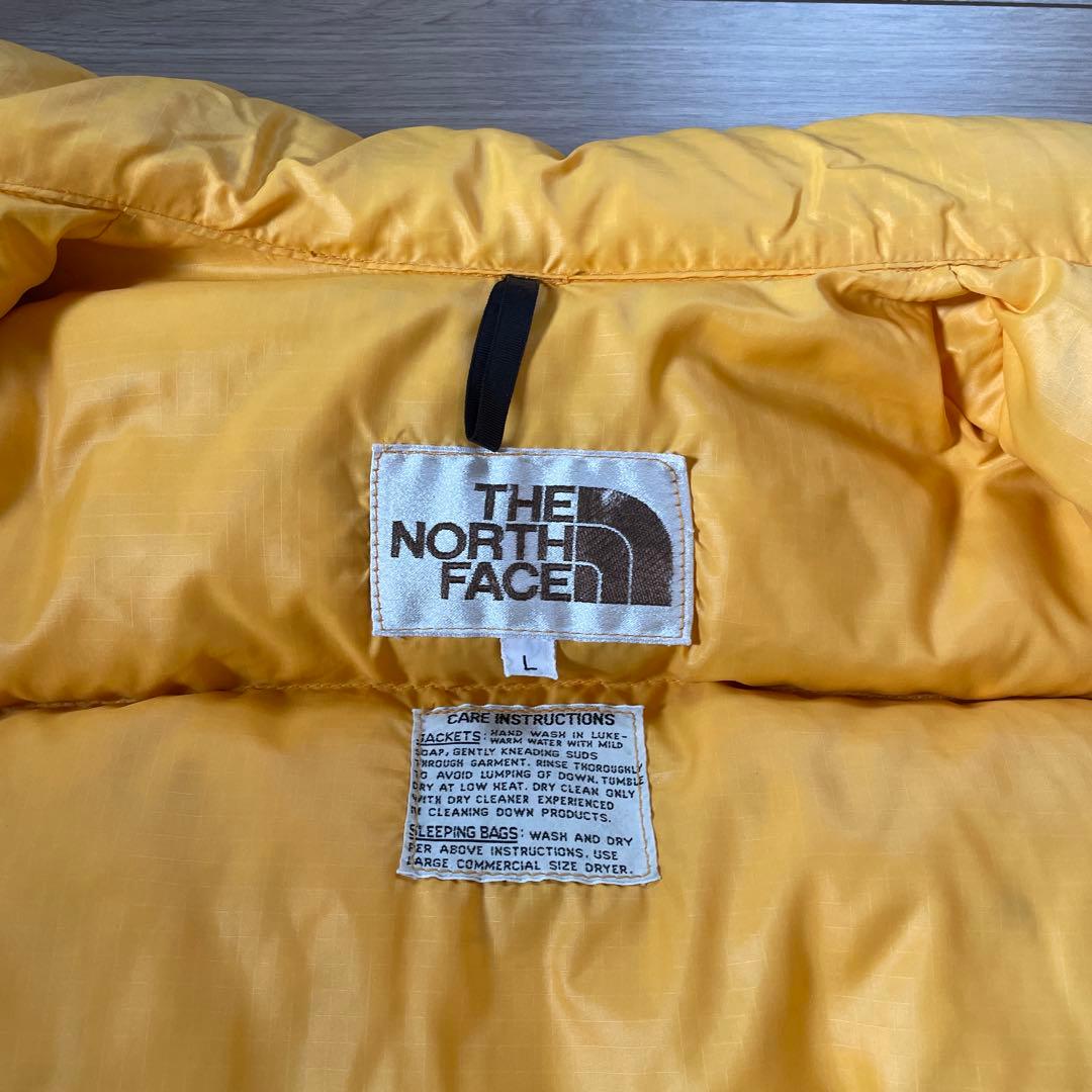 美品 70s 茶タグ ノースフェイス ダウンベスト イエロー 黄色 L 藤原着