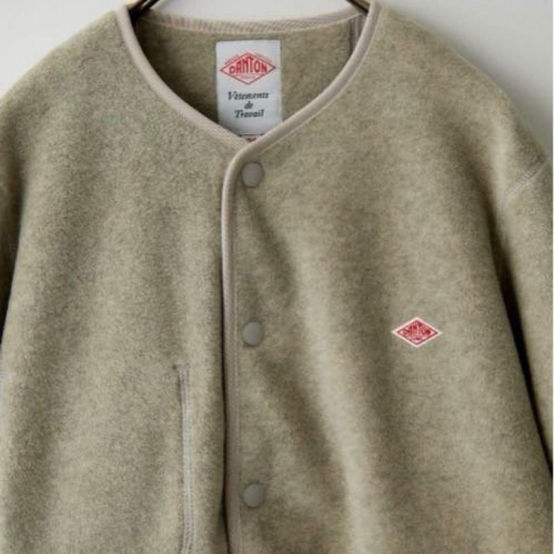 DANTON ノーカラーフリースジャケット サイズ40アイボリー美品