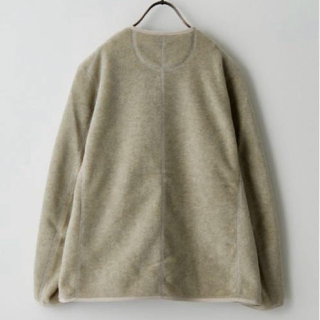 DANTON ノーカラーフリースジャケット サイズ40アイボリー美品