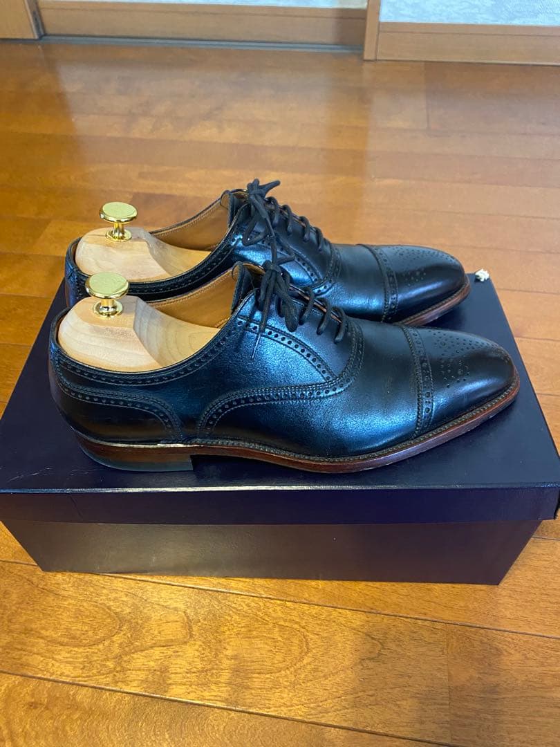 スコッチグレイン セミブローグ メダリオン レザー シューズ 24.5㎝　美品