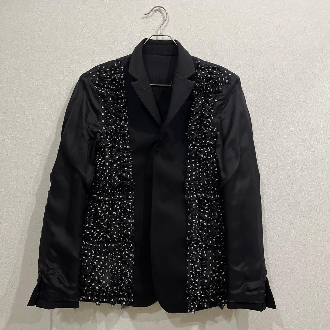 BLACK コムデギャルソン リバーシブル　ドット柄フリルテーラードジャケット