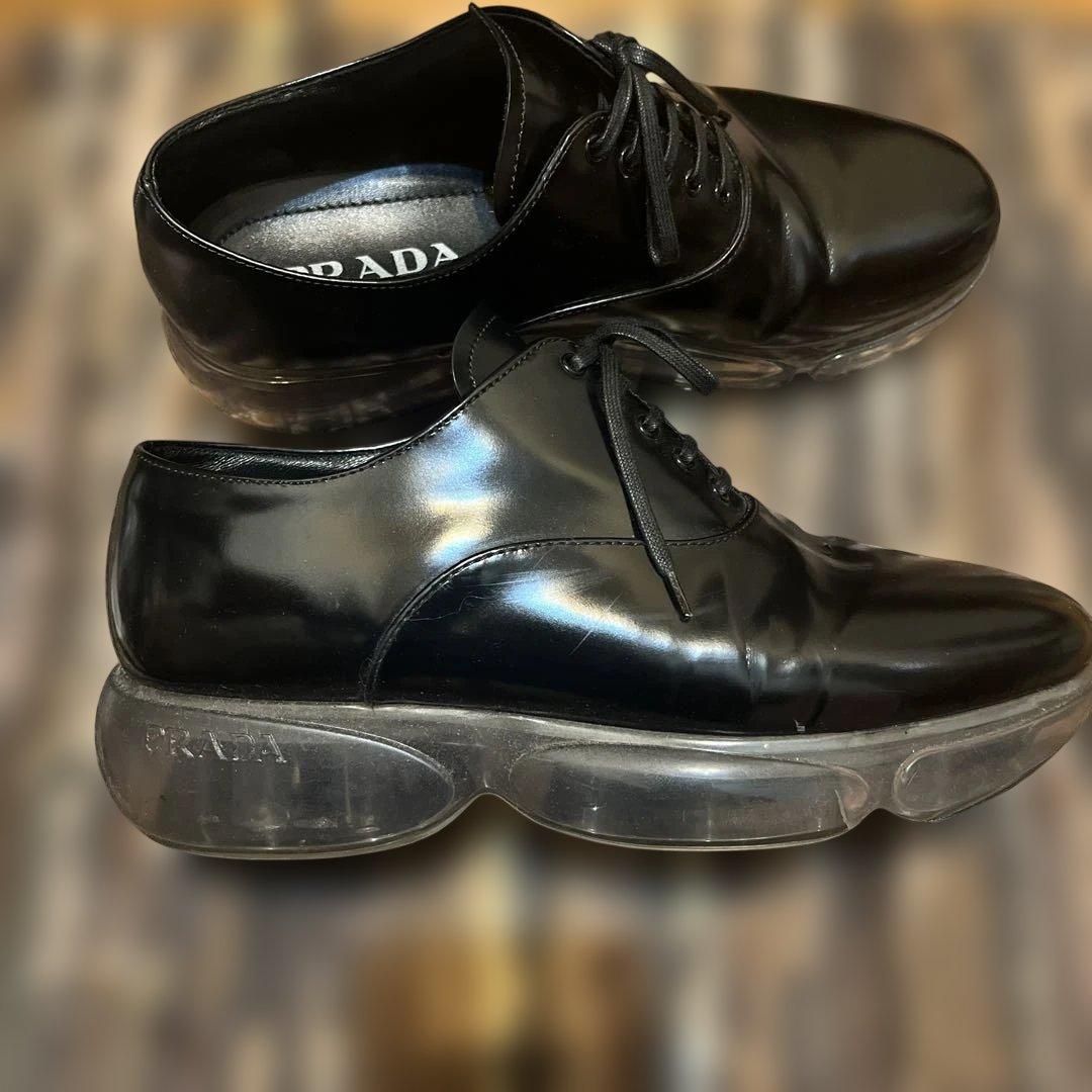 プラダ　エアー　シューズ　39 PRADA 黒　ローファー　厚底　皮