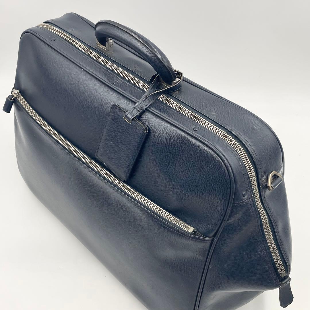 【廃盤/美品】Valextra エッセシリーズ ボストンバッグ 2wayネイビー