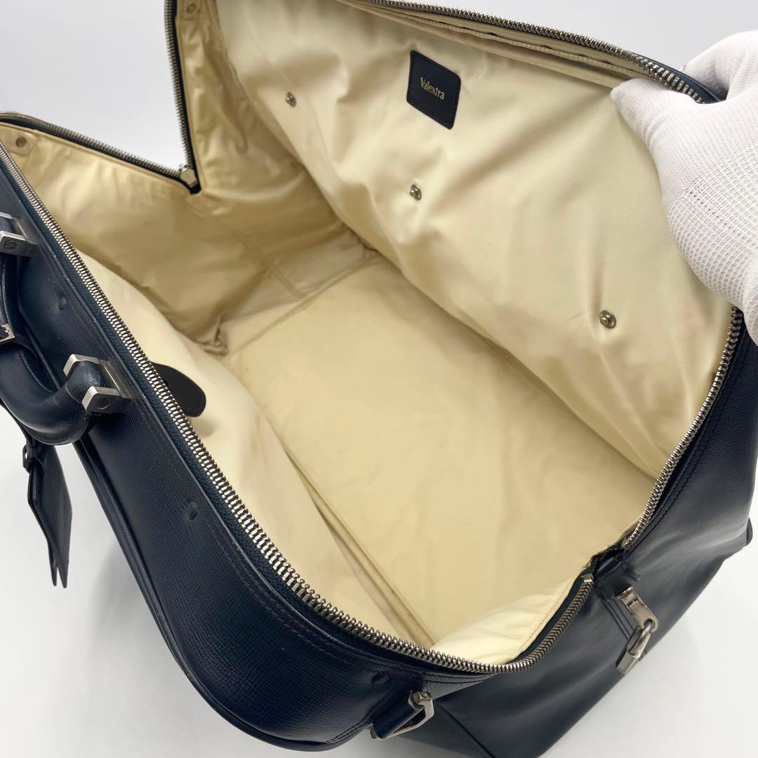 【廃盤/美品】Valextra エッセシリーズ ボストンバッグ 2wayネイビー