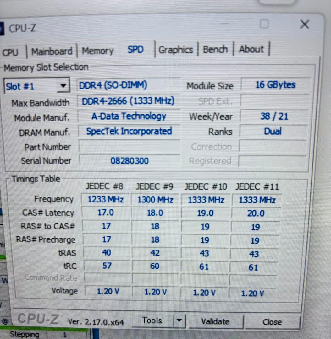 ADATA DDR4 2666(19) 16GB×2枚　メモリー 計32GB