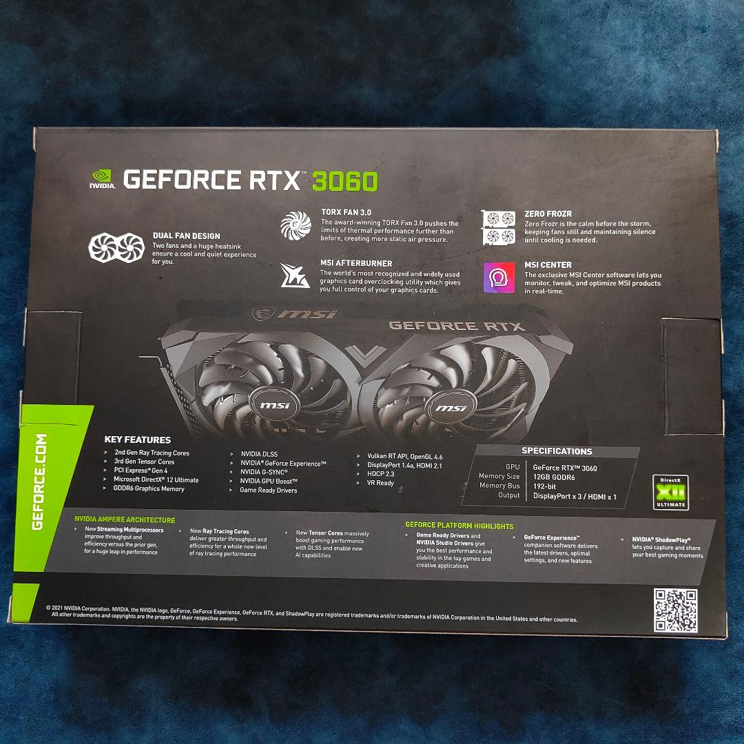 【新品】MSI GeForce RTX3060 VENTUS2X 12GB OC