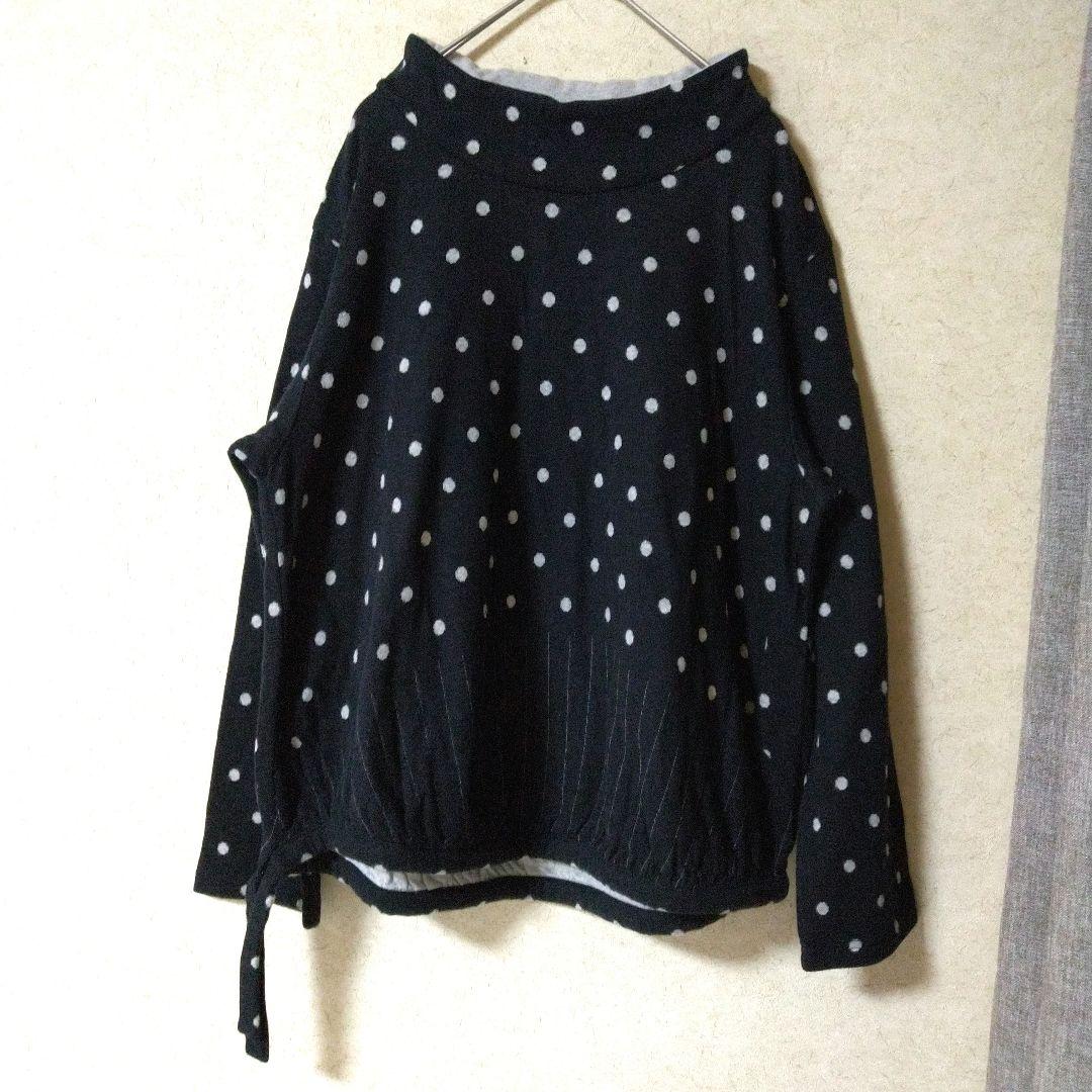 美品　慈雨　水玉　チュニック　L　黒　センソユニコ