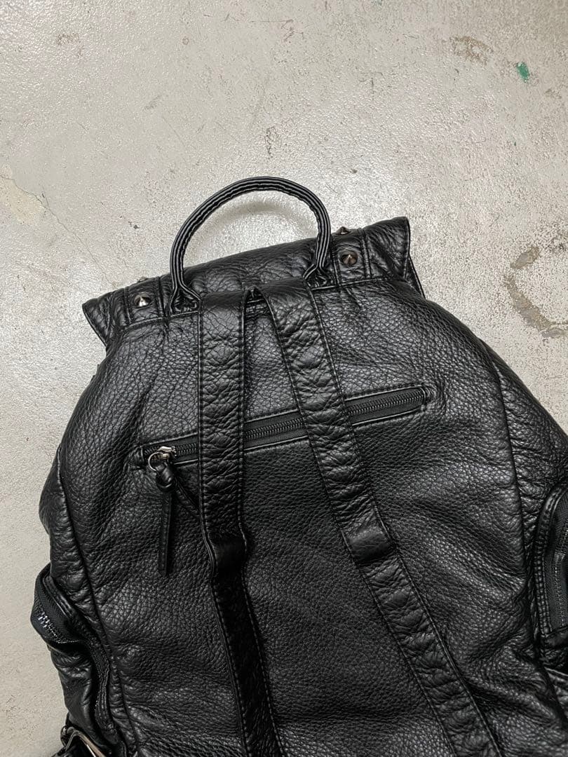 00s パラシュート　レザーリュック　y2k パンク archive 平成 黒