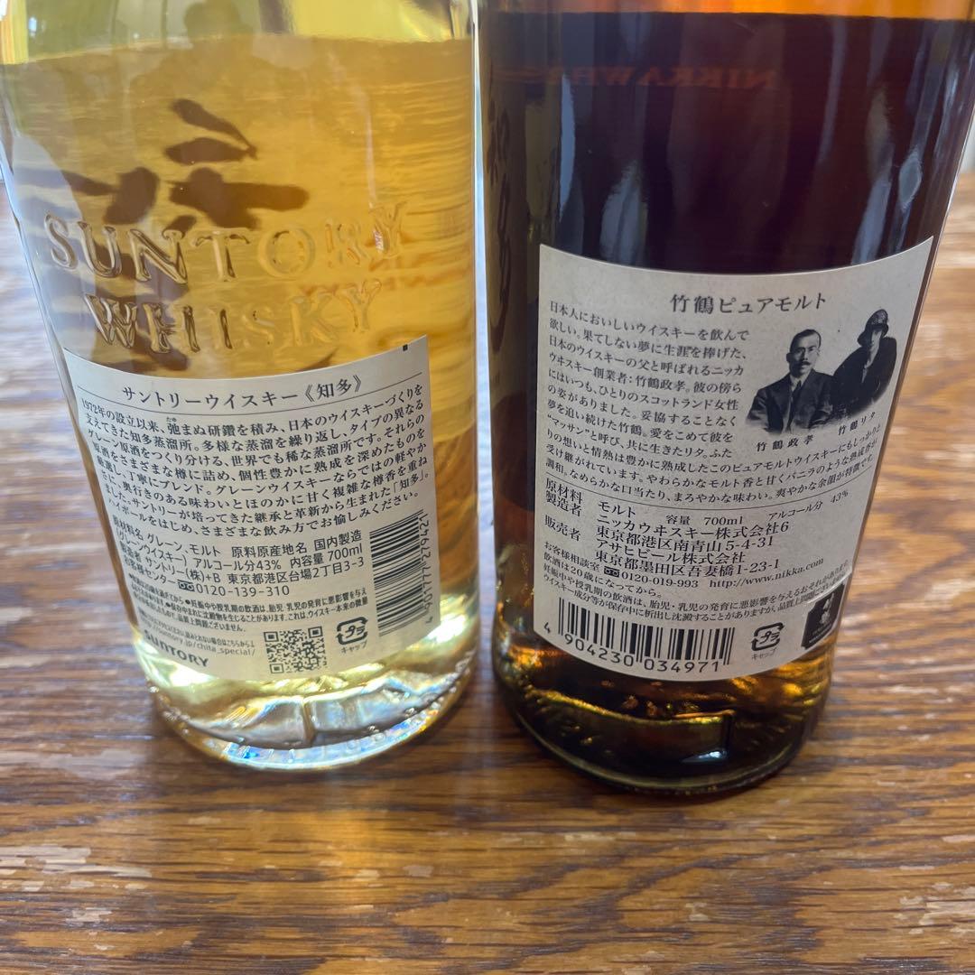 サントリー 知多 & ニッカ 竹鶴 ピュアモルト ウイスキーセット