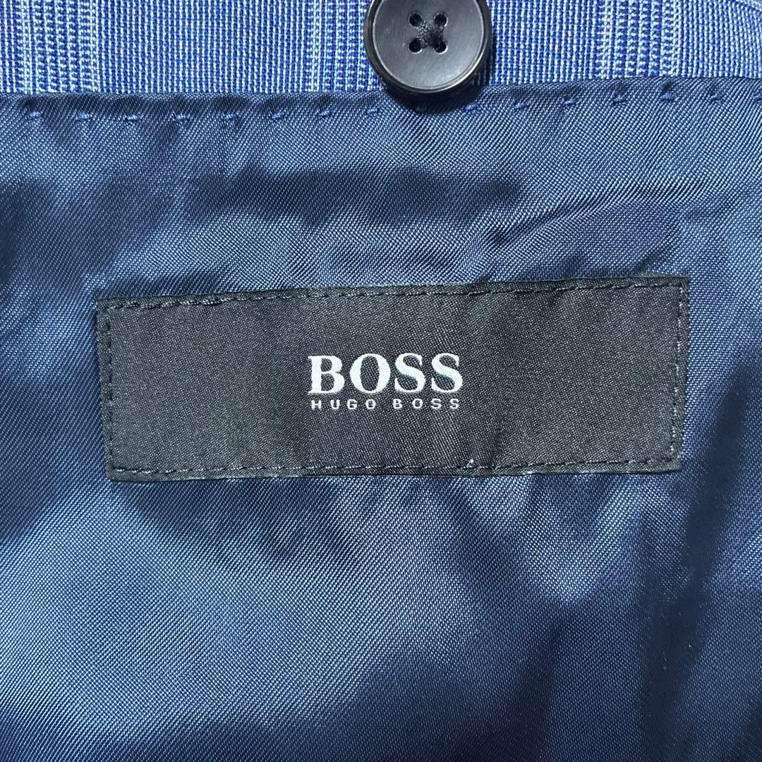 美品 現行タグ ヒューゴボス カルロバルベラ セットアップスーツ 青 チェック