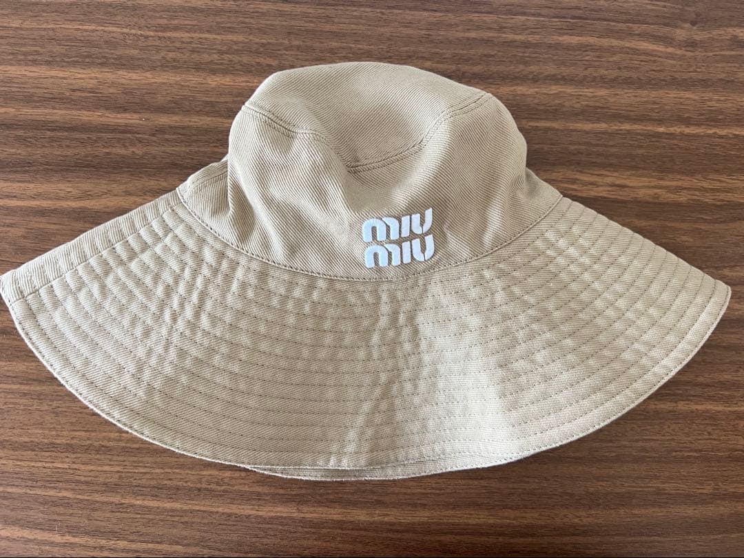 ミュウミュウ　ドリルハット　ベージュ　Lサイズ
