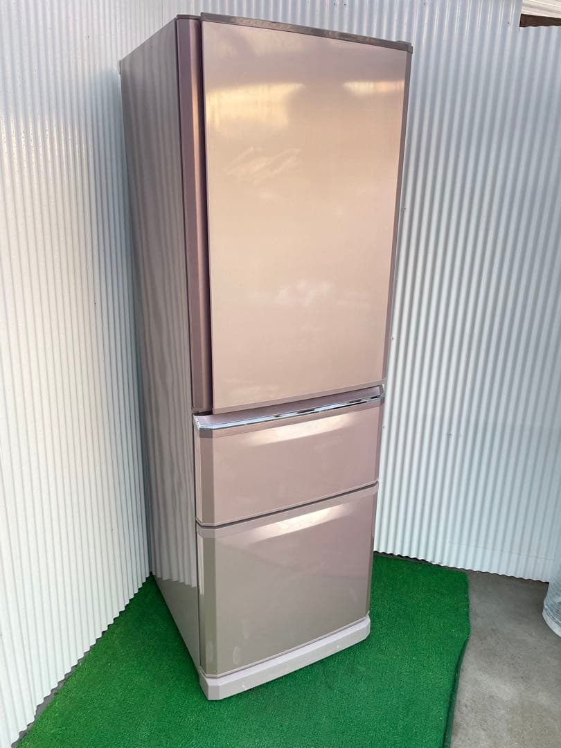 918三菱 おしゃれピンク 3ドア冷蔵庫 370L 自動製氷機能付き 静音 国産
