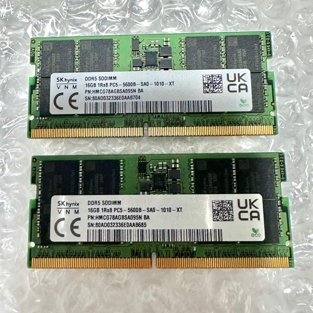 SK hynix 16GB×2（32GB） DDR5 5600MHz 動作確認済