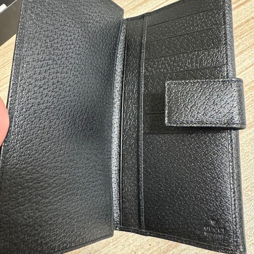 未使用品/箱有 GUCCI 035 1408 長財布 オールレザー ロゴプレート