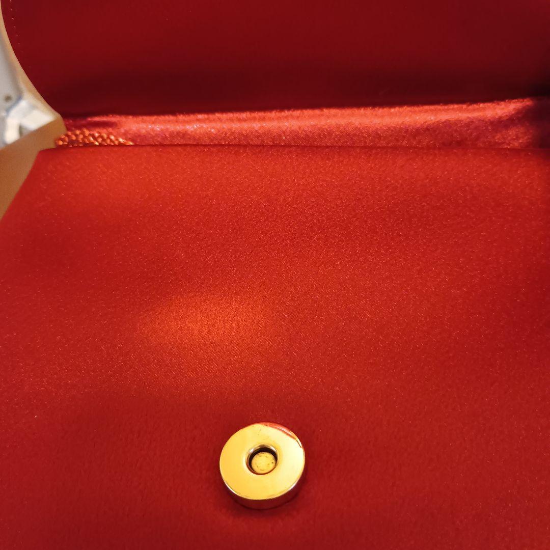 イヴ サンローラン リボン サテン ショルダーバッグ ポシェット レッド