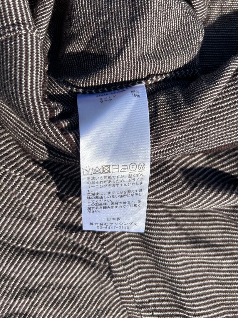 A PRESSE ブラウン ストライプ ポロシャツ 半袖