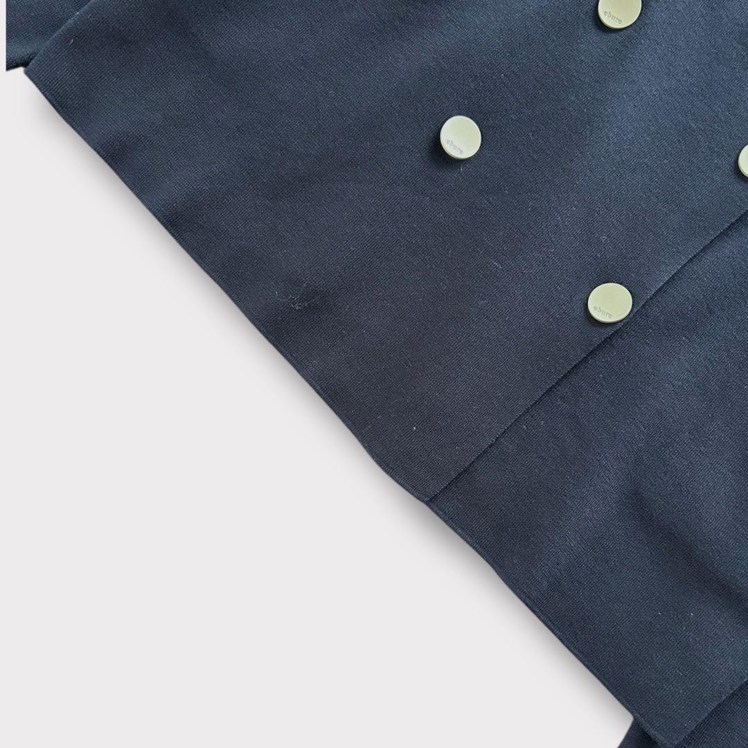 【タグ付】ebure コットン シルク ニットジャケット カーディガン 紺 38