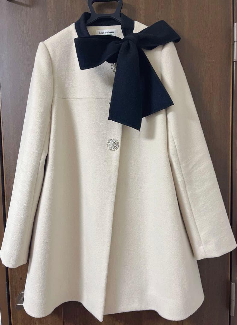 [L.B CANDY STOCK]Aラインビジューリボンコート♡リリーブラウン