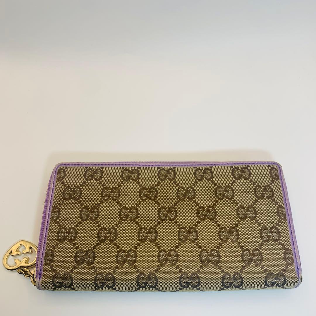 ⭐️グッチ 長財布 GGキャンバス 282477 ブラウン パープル ゴールド