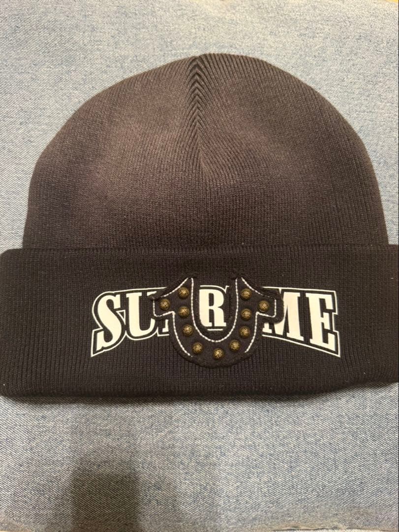 Supreme True Religion Beanie 黒トルゥーレリジョン