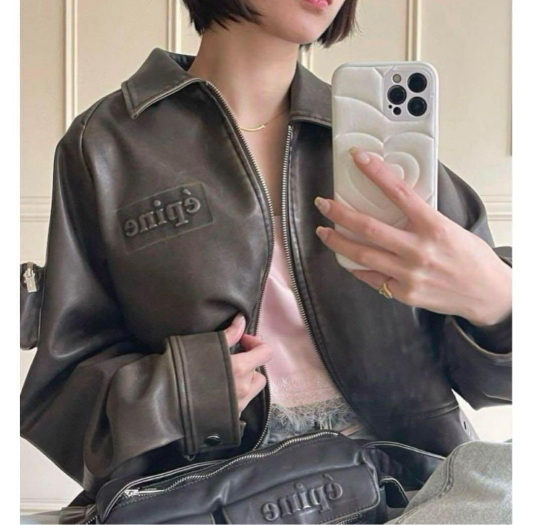 épine レザージャケット brown