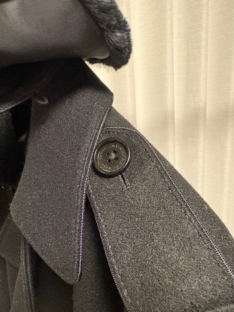 BURBERRY BLACK LABEL ブラック ピーコート　ラビットファー付