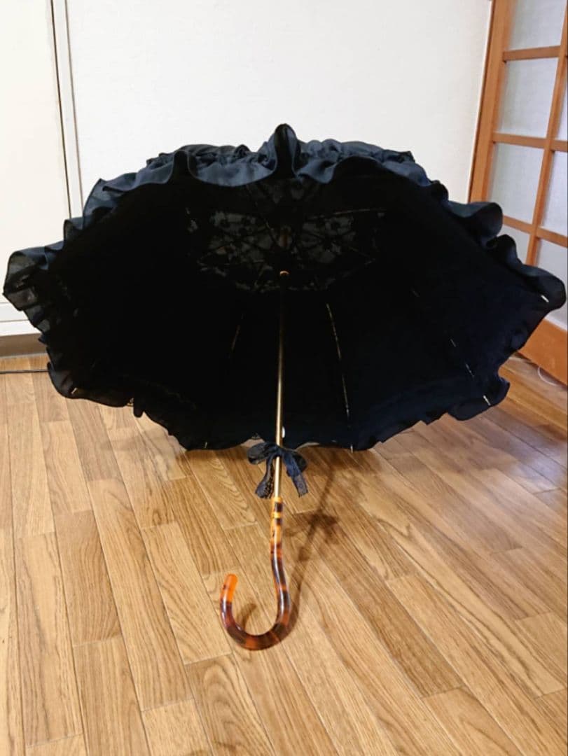 【処分価格☆】ヴィクトリアンメイデン フェアリードールフリルパラソル 黒 使用少