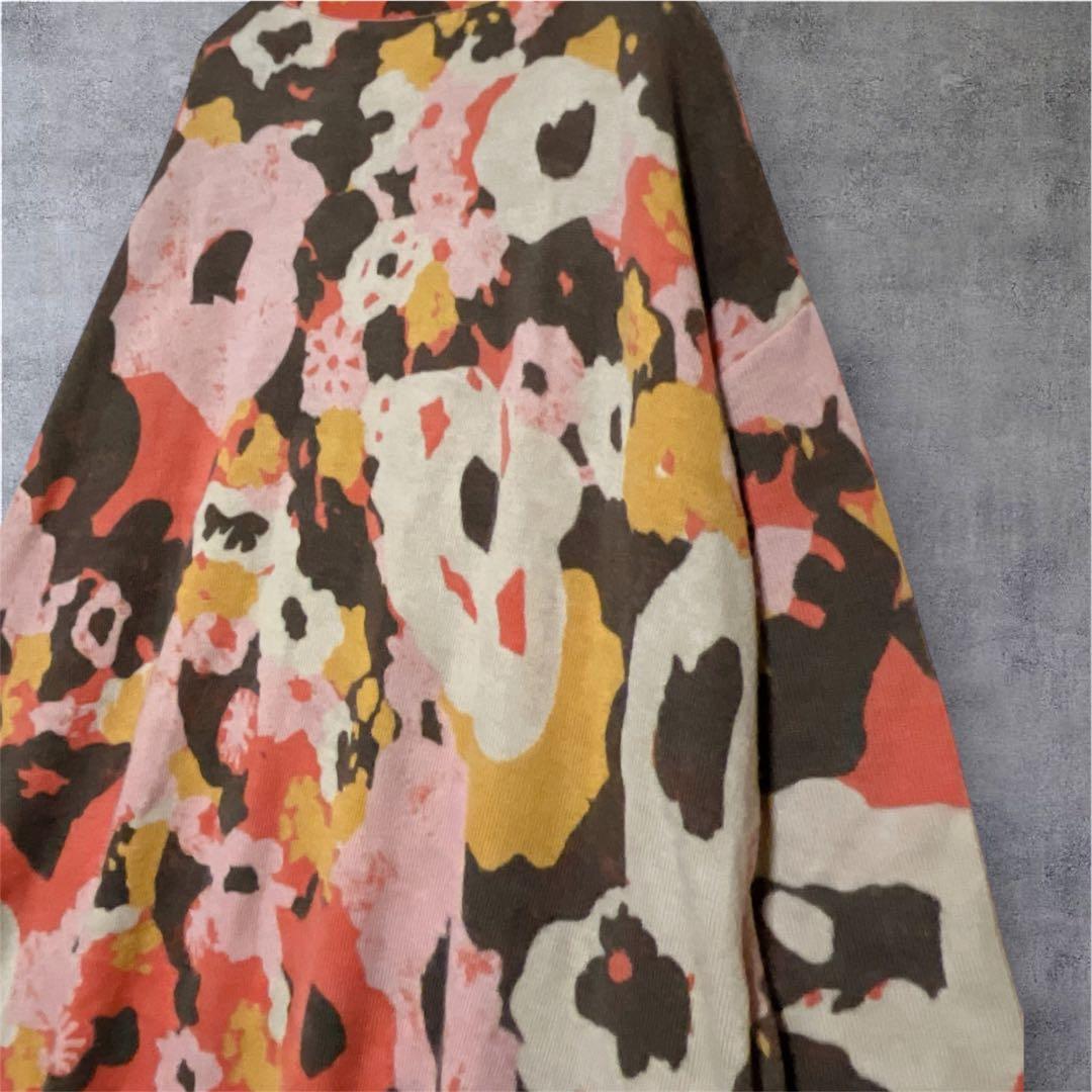 45R カモフラ 花柄 総柄 ニット チュニック丈 ワンピース ウール