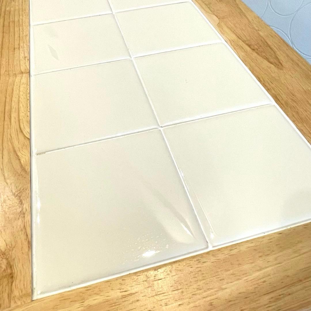 【美品】 タイル天板 木製キッチンワゴン キャスター付 北欧 収納棚 カントリー