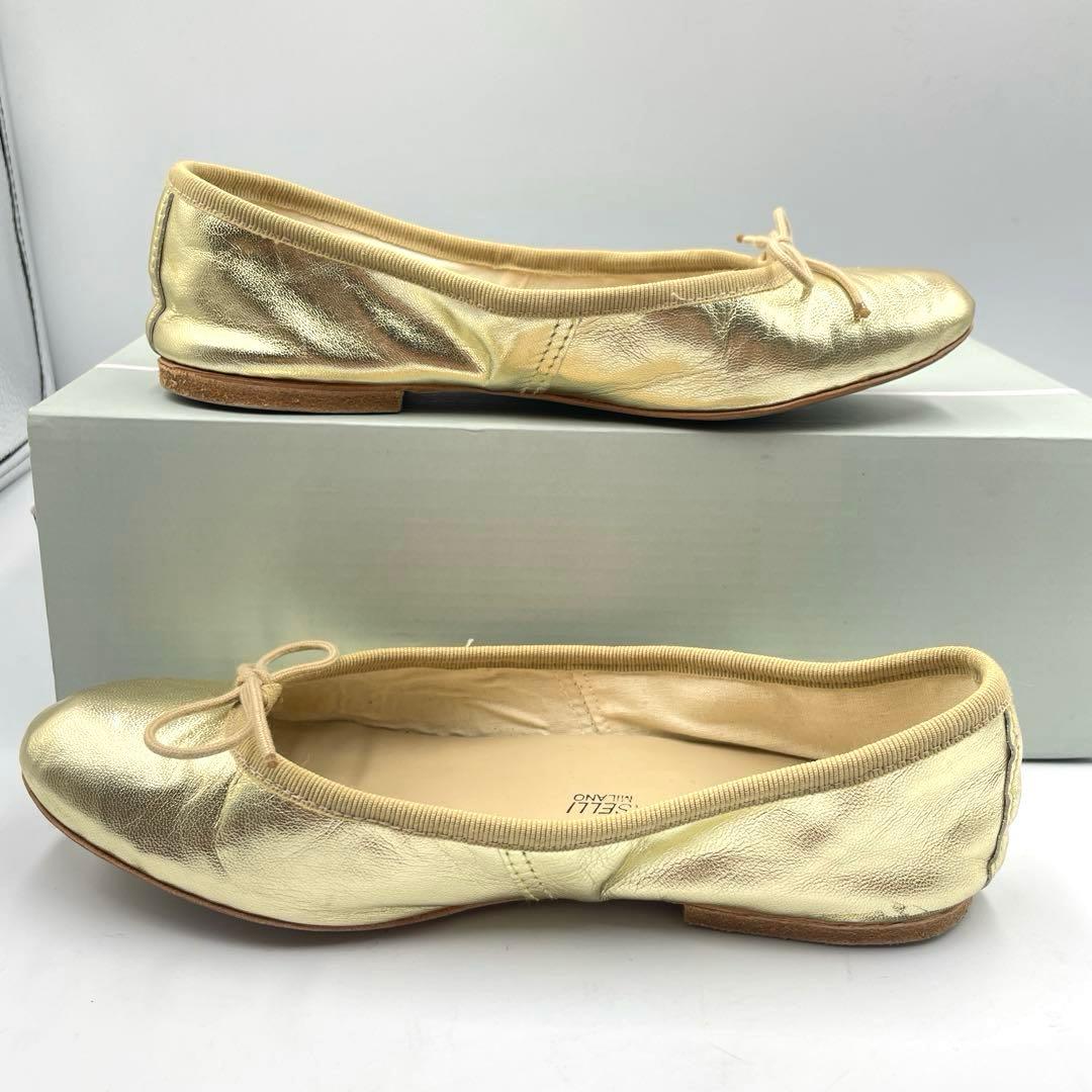 良品✨E.PORSELL バレエシューズ　フラットシューズ　ゴールド　23cm