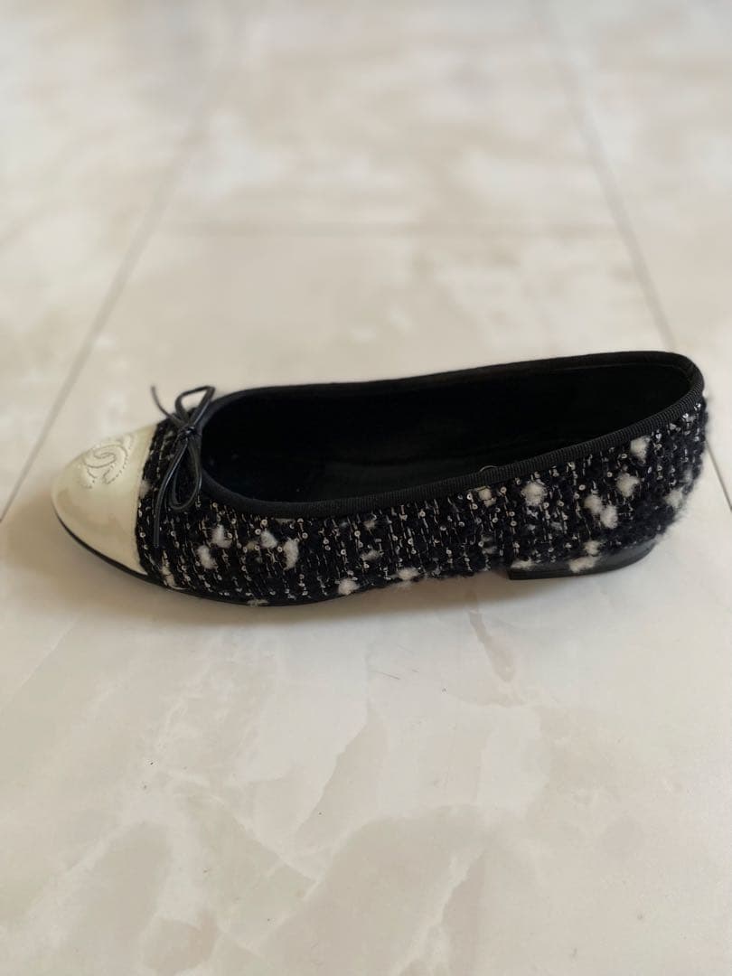 専用 CHANEL ツイード バレエシューズ バレリーナ 黒 36.5 シャネル