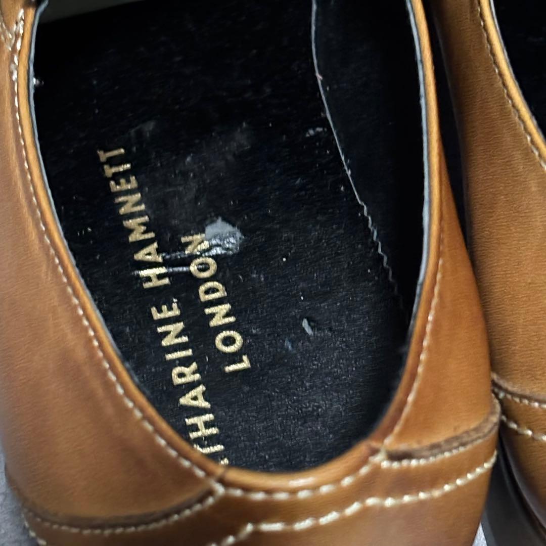 新品　キャサリンハムネットロンドン　ドレスシューズ　キャメル　ベルト　2229