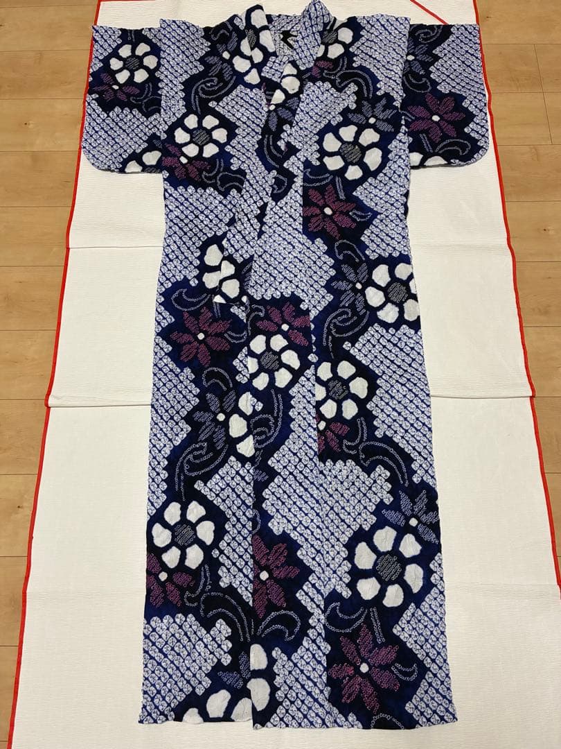 浴衣　有松鳴海絞り　蔓花　裄67cm