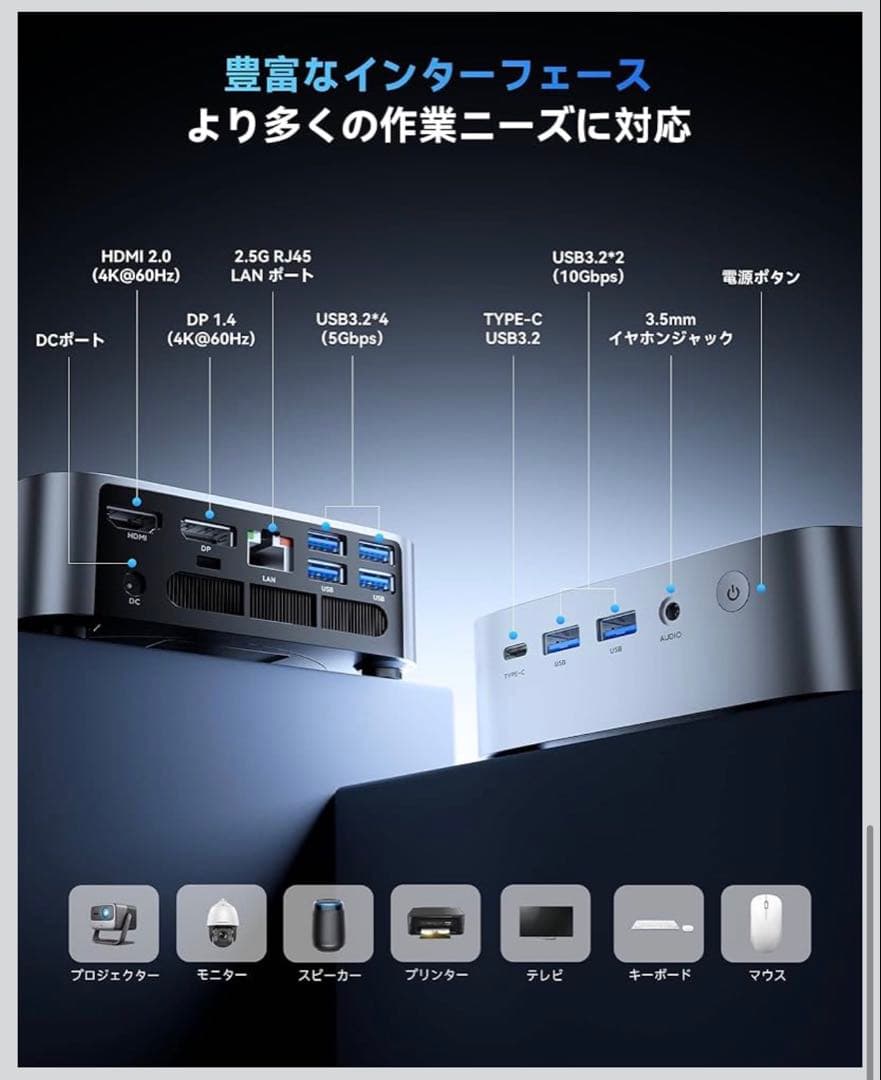 ACEMAGIC ミニPC Ryzen 7 6800H 16GB/512GB