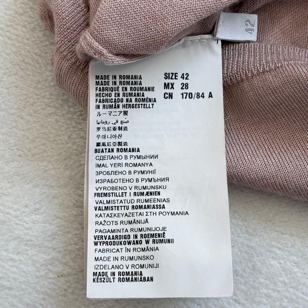 MIU MIU カシミヤシルク Vネック カーディガン ピンクベージュ 42