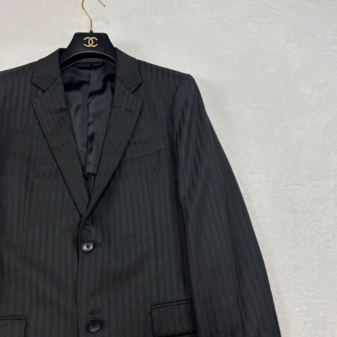 K584 美品 M カルバンクライン ストライプ柄 スーツ上下 ブラック メンズ