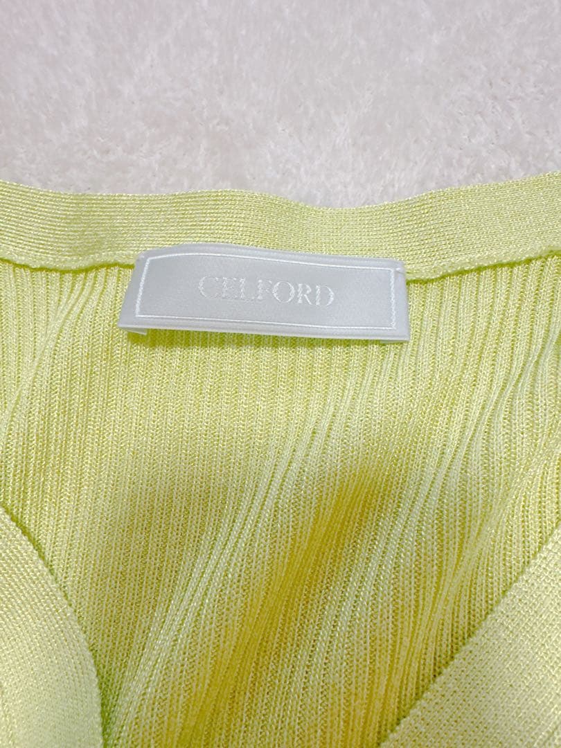 【新品】CELFORD バルーンチュールワンピース＆カーディガン 38 ライム