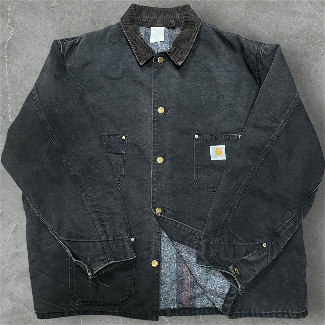 90s USA製 カーハート チョアコート フェード カバーオール 黒